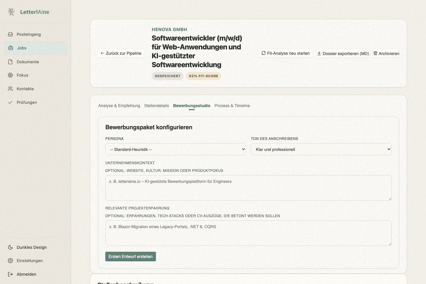 LetterlAIne Entwurfsbereich
